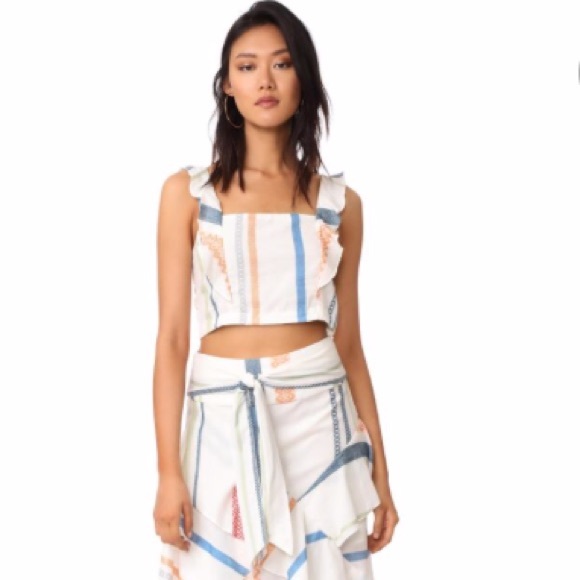 Red Carter Tops - RED CARTER Alma Ivory Multi Crop Top w/ Cross Back